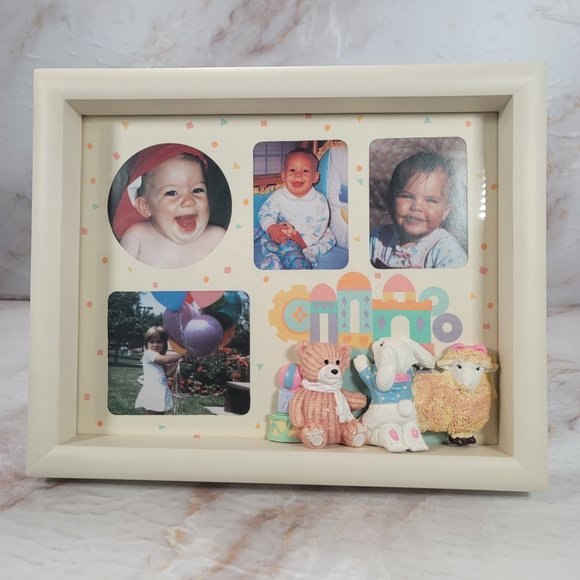 Vintage Mervyns Wooden Photo Frame w/ Poly Animal Attachments Children B… - Picture 6 of 7